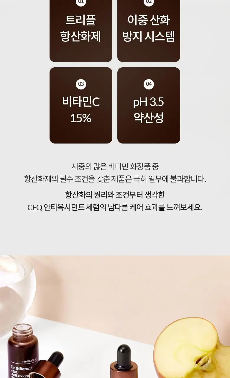 [잡티톤업/비타민C세럼] 닥터디퍼런트 CEQ 안티옥시던트 세럼 15ml 상세페이지 22